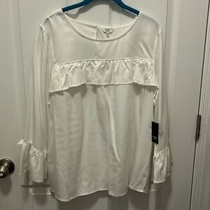 NWT Cream/white blouse with ruffle.  Crown and Ivy size XXL